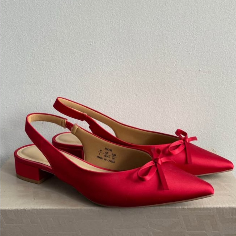 Elegant Red Slingback Women's Shoes